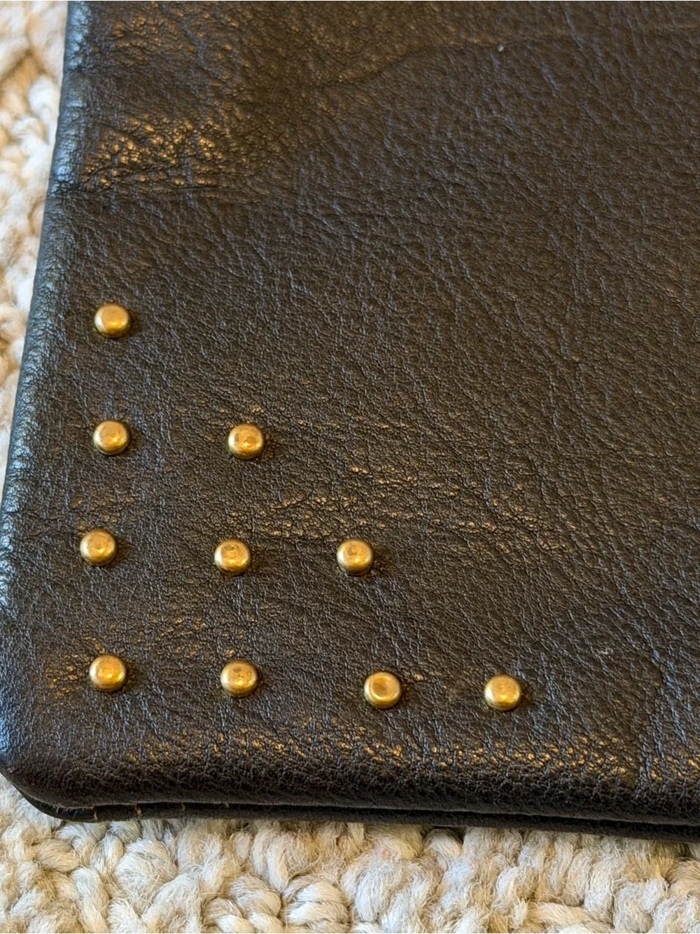 Gorjana Leather Jewelry Makeup Pouch Cosmetic Bag Gold Logo Travel Organizer